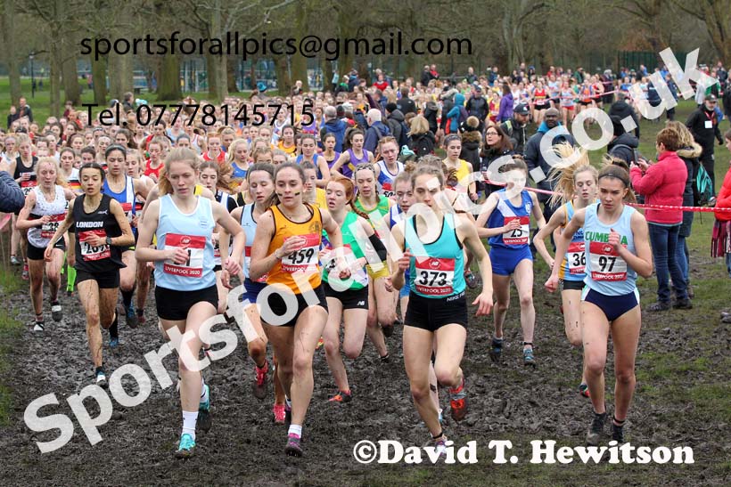 Senior girls, 2020 New Balance English Schools Champs., Sefton Park, Liverpool. Photo: David T. Hewitson/Sports for All Pics